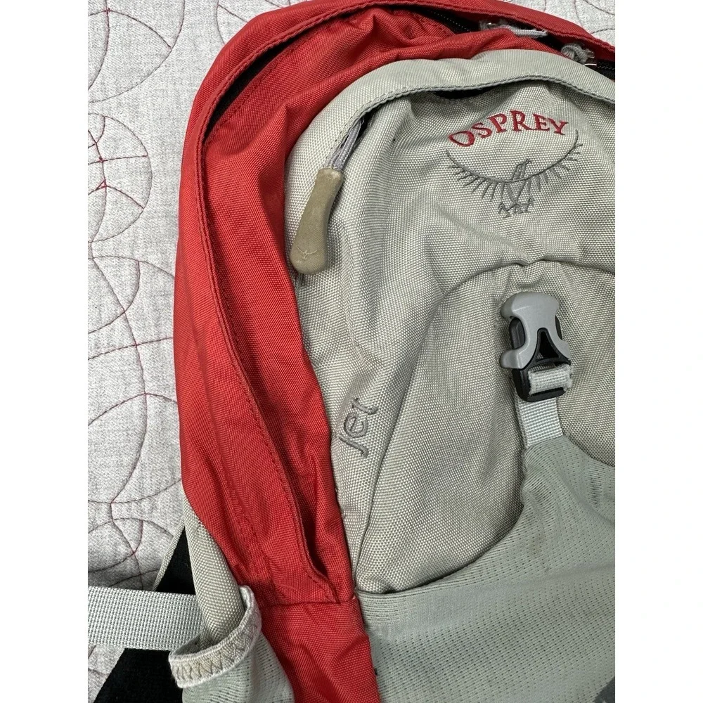 Osprey Jet Airscape Backpack Red Gray Youth Small Size Lightweight Hiking Clean